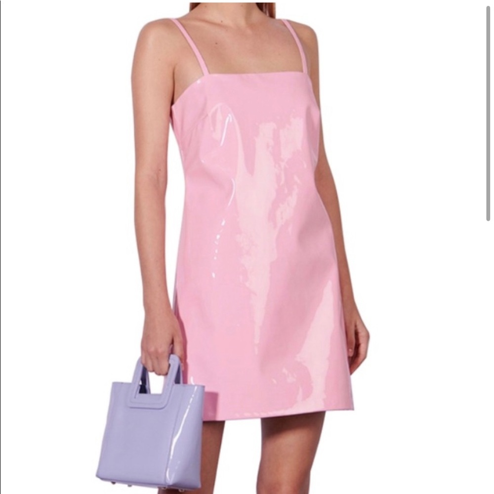 Staud pink faux leather dress